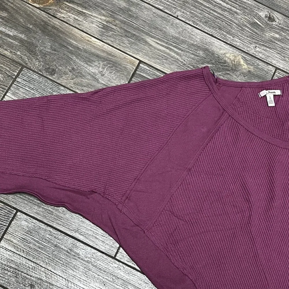 NWT $78 Free People Small & Medium Santa Clara Thermal Top Mulberry Off Shoulder - Picture 6 of 10